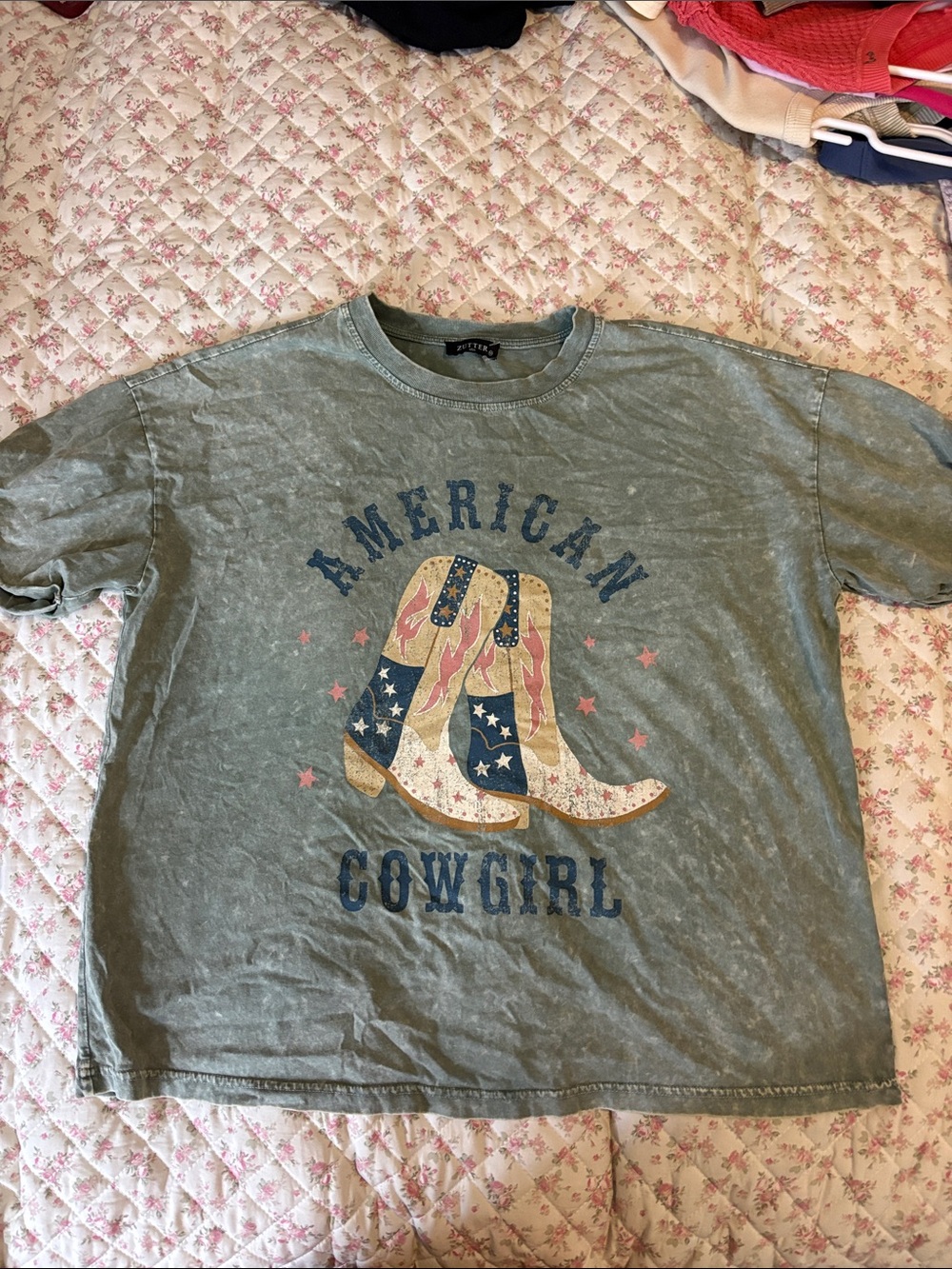 American Cowgirl Green Graphic Tee